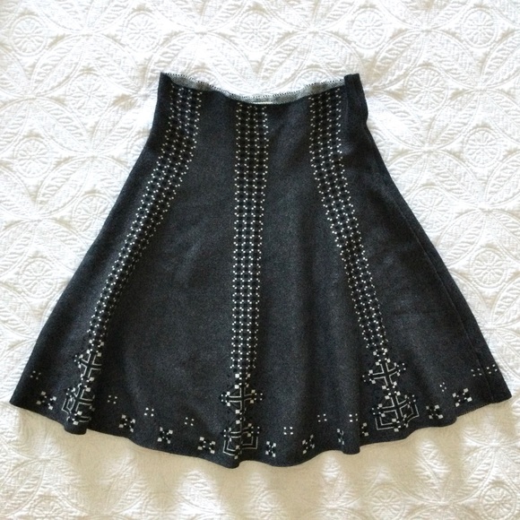 Max Studio Dresses & Skirts - Max Studio Sweater Fit And Flare Black Knit Dark Academia Pattern Skirt …